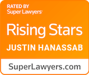 Super Lawyers Rising Stars certification badge for Justin Hanassab